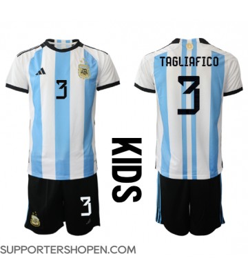 Argentina Nicolas Tagliafico #3 Hemmatröja Barn VM 2022 Kortärmad (+ korta byxor)